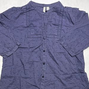 Medium, Blue, Old Navy, 3/4 Sleeved, Button-Down Blouse